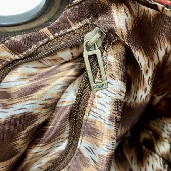 GUESS Women AFRICA Shoulder Hand Bag TOTE Tribal Print Colorful Moc Croc - Picture 11 of 11